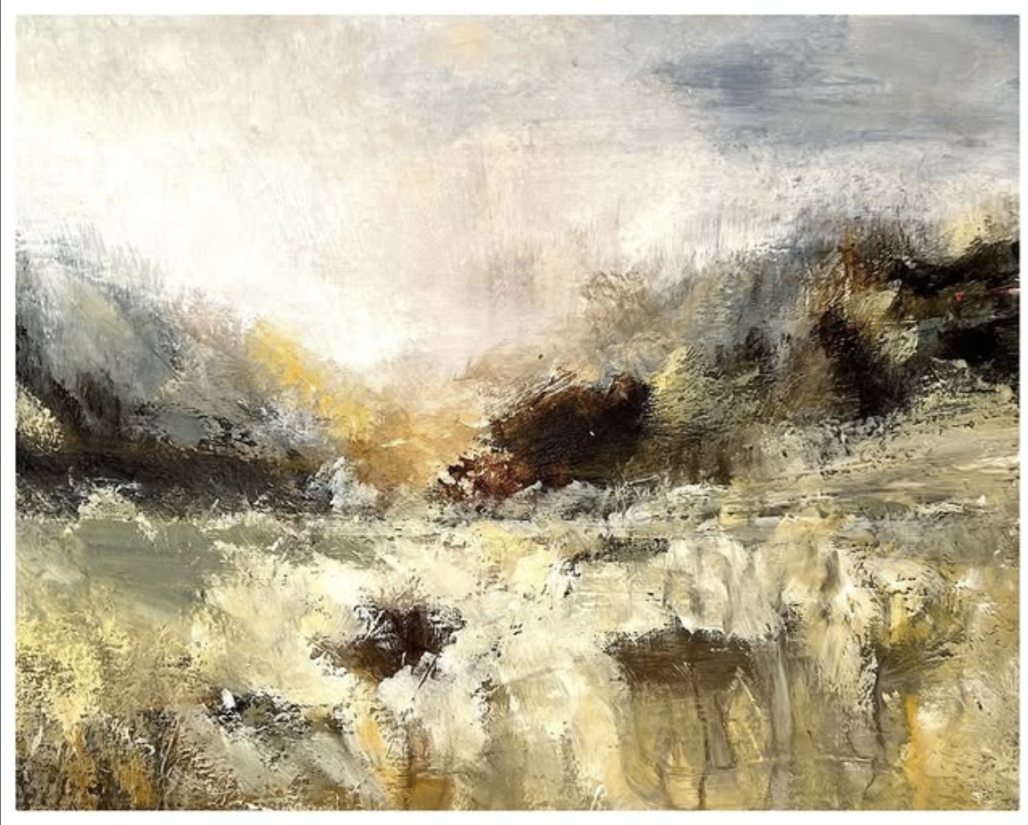 Peinture abstraite aux tons bleus et gris